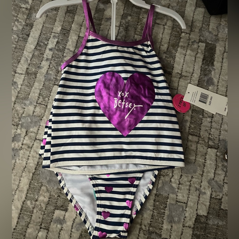 New Girls Betsey Johnson Girls 2 Piece Swimsuit 6/6X